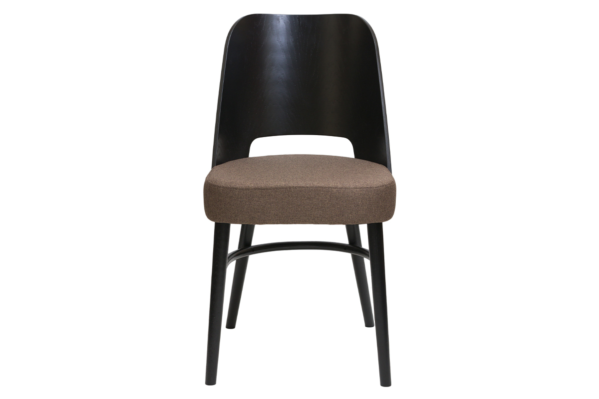 Chaises vintage en bois noir et tissu marron (lot de 2) EDITO