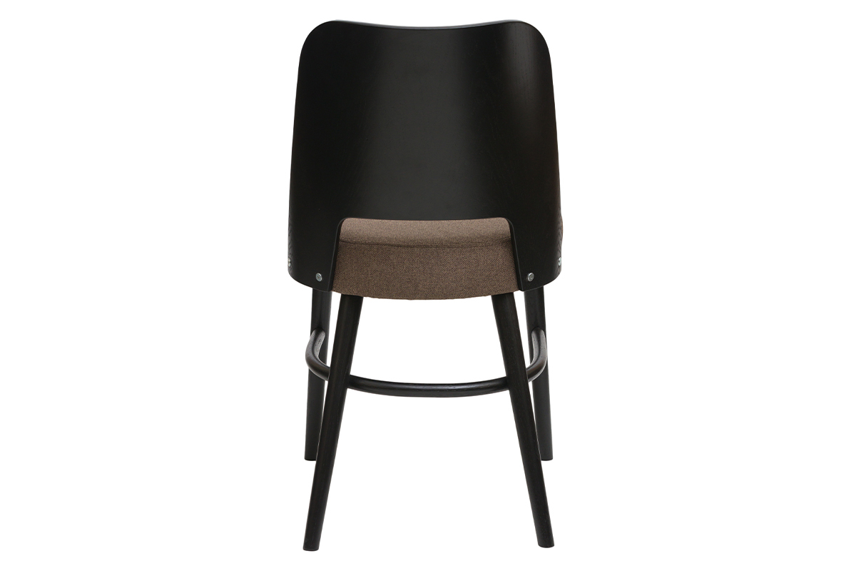 Chaises vintage en bois noir et tissu marron (lot de 2) EDITO