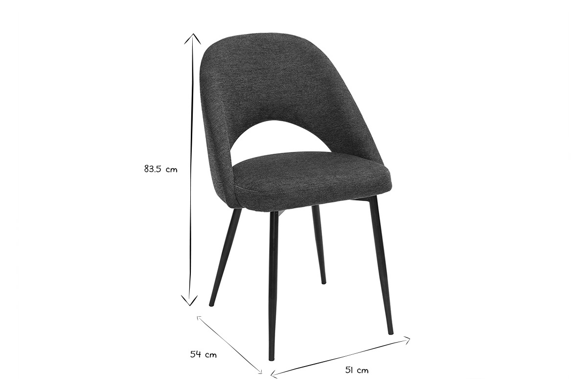 Chaises vintage en tissu effet velours textur bleu fonc et mtal noir (lot de 2) COSETTE