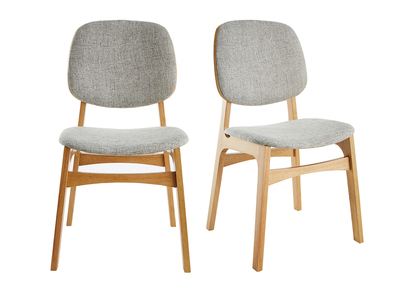 Chaises vintage en tissu gris clair et bois clair (lot de 2) SOQUETTE