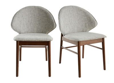 Chaises vintage en tissu gris clair et bois foncé (lot de 2) SPIKE