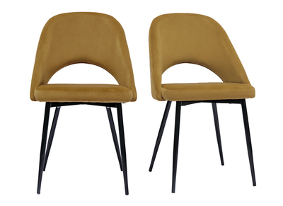 Chaises vintage en tissu velours bronze et métal noir (lot de 2) COSETTE