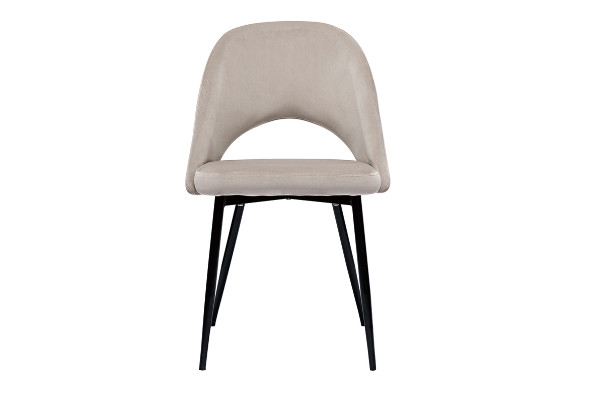 Chaises vintage en tissu velours taupe et mtal noir  (lot de 2) COSETTE