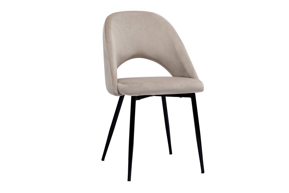 Chaises vintage en tissu velours taupe et mtal noir  (lot de 2) COSETTE