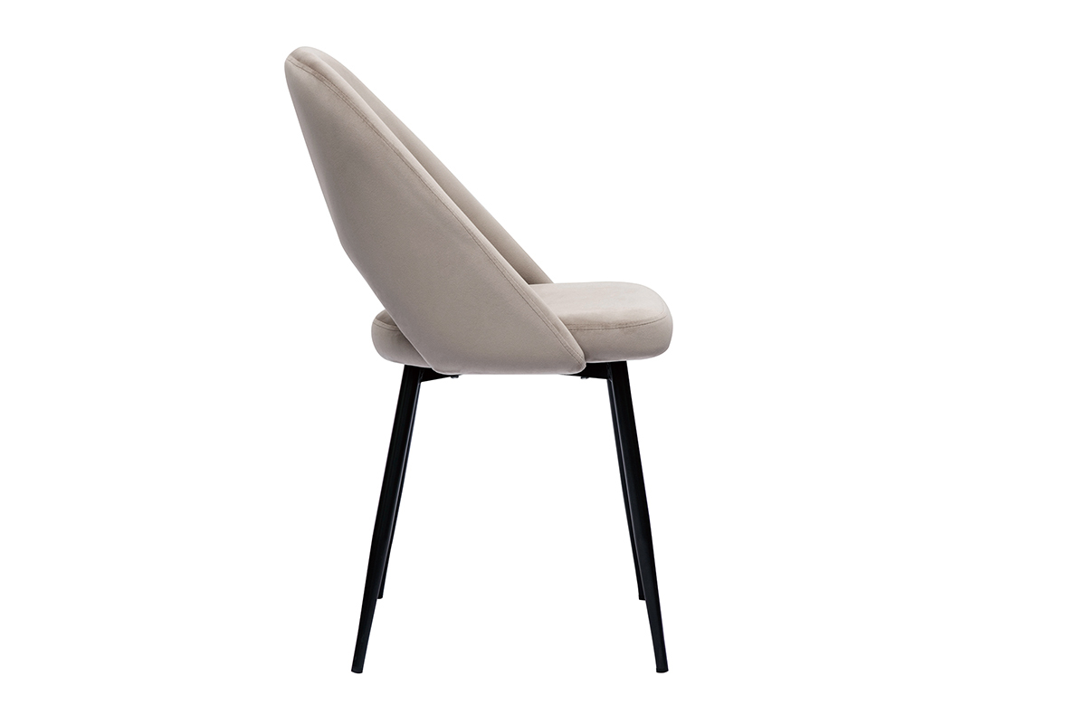 Chaises vintage en tissu velours taupe et mtal noir  (lot de 2) COSETTE