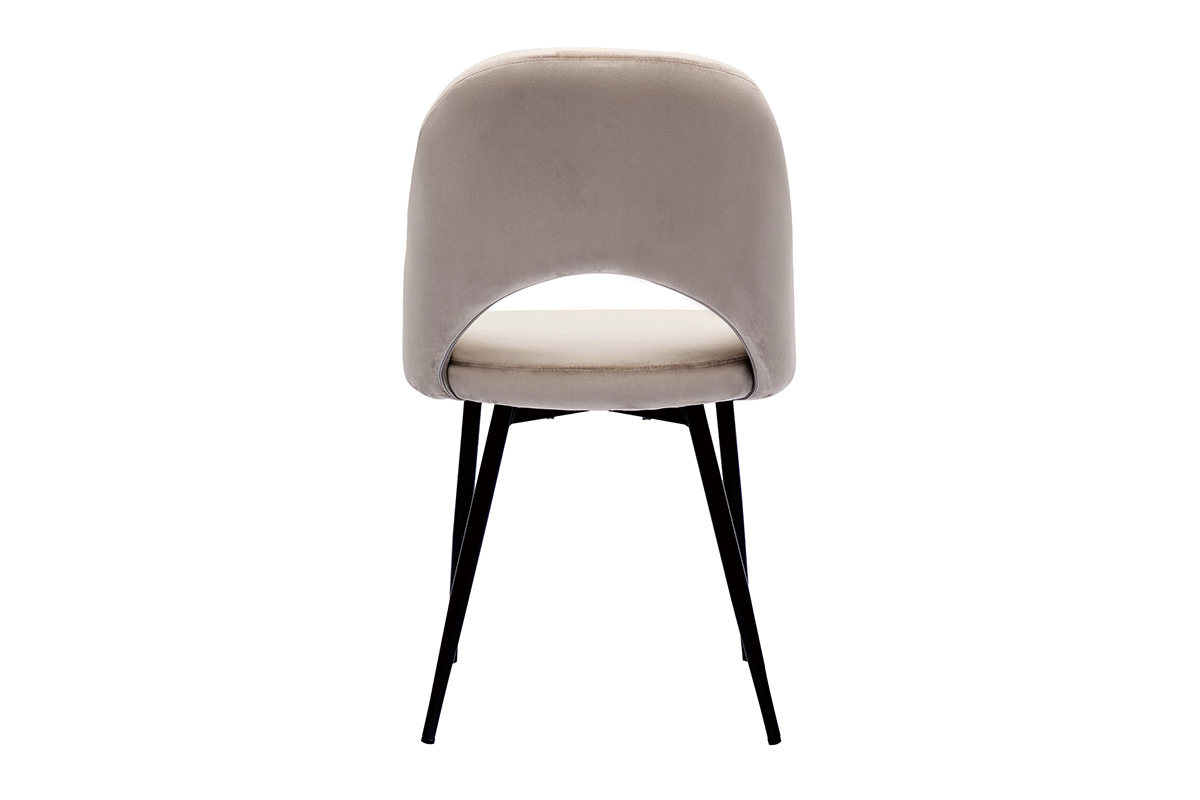 Chaises vintage en tissu velours taupe et mtal noir  (lot de 2) COSETTE