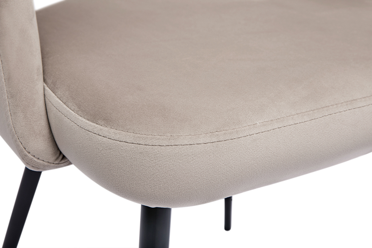 Chaises vintage en tissu velours taupe et mtal noir  (lot de 2) COSETTE