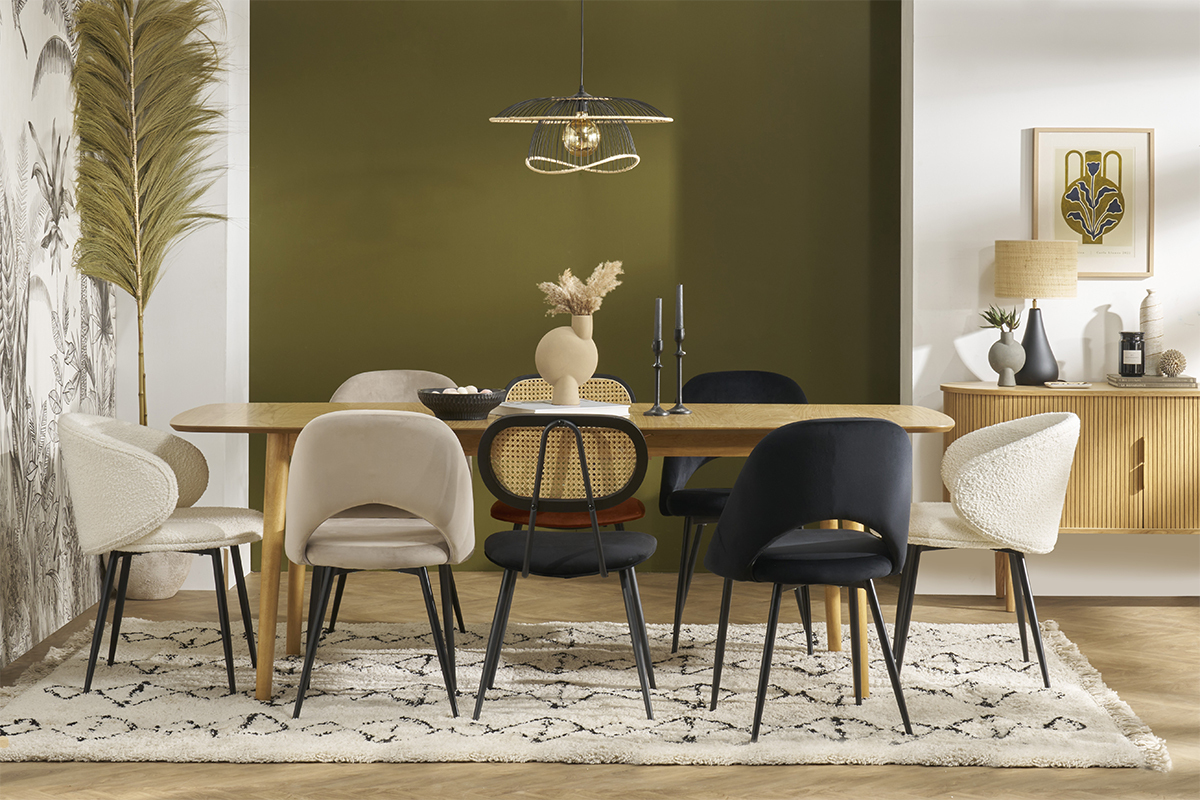Chaises vintage en tissu velours taupe et mtal noir  (lot de 2) COSETTE