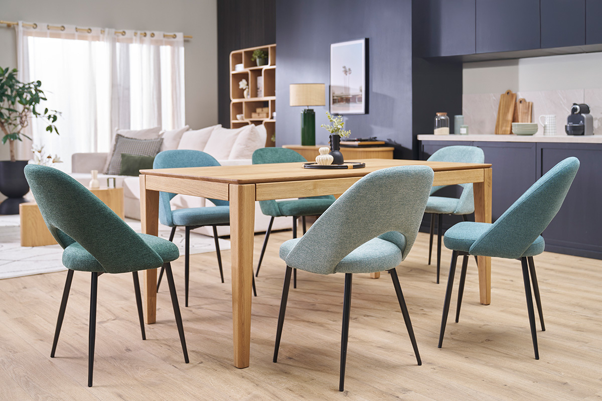 Chaises vintage en tissu vert de gris et m�tal noir (lot de 2) COSETTE