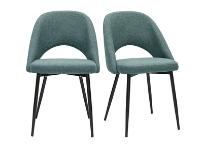 Chaises vintage en tissu vert de gris et métal noir (lot de 2) COSETTE