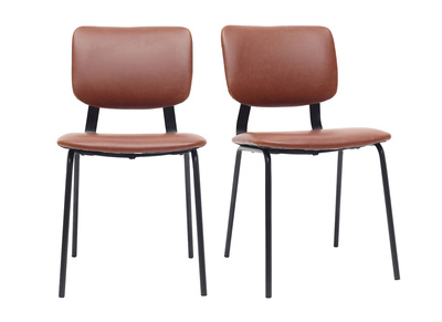 chaises vintage marron clair avec pieds m&eacute;tal noir (lot de 2) LAB