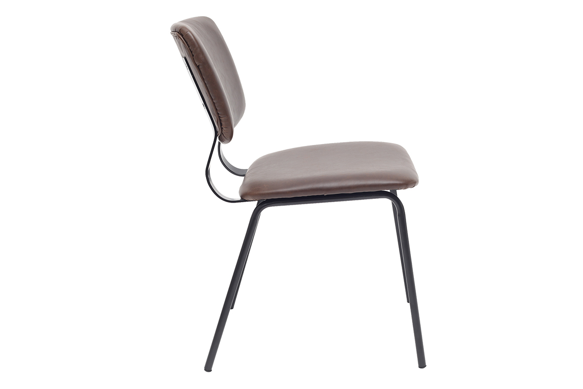 chaises vintage marron fonc� avec pieds m�tal noir (lot de 2) LAB