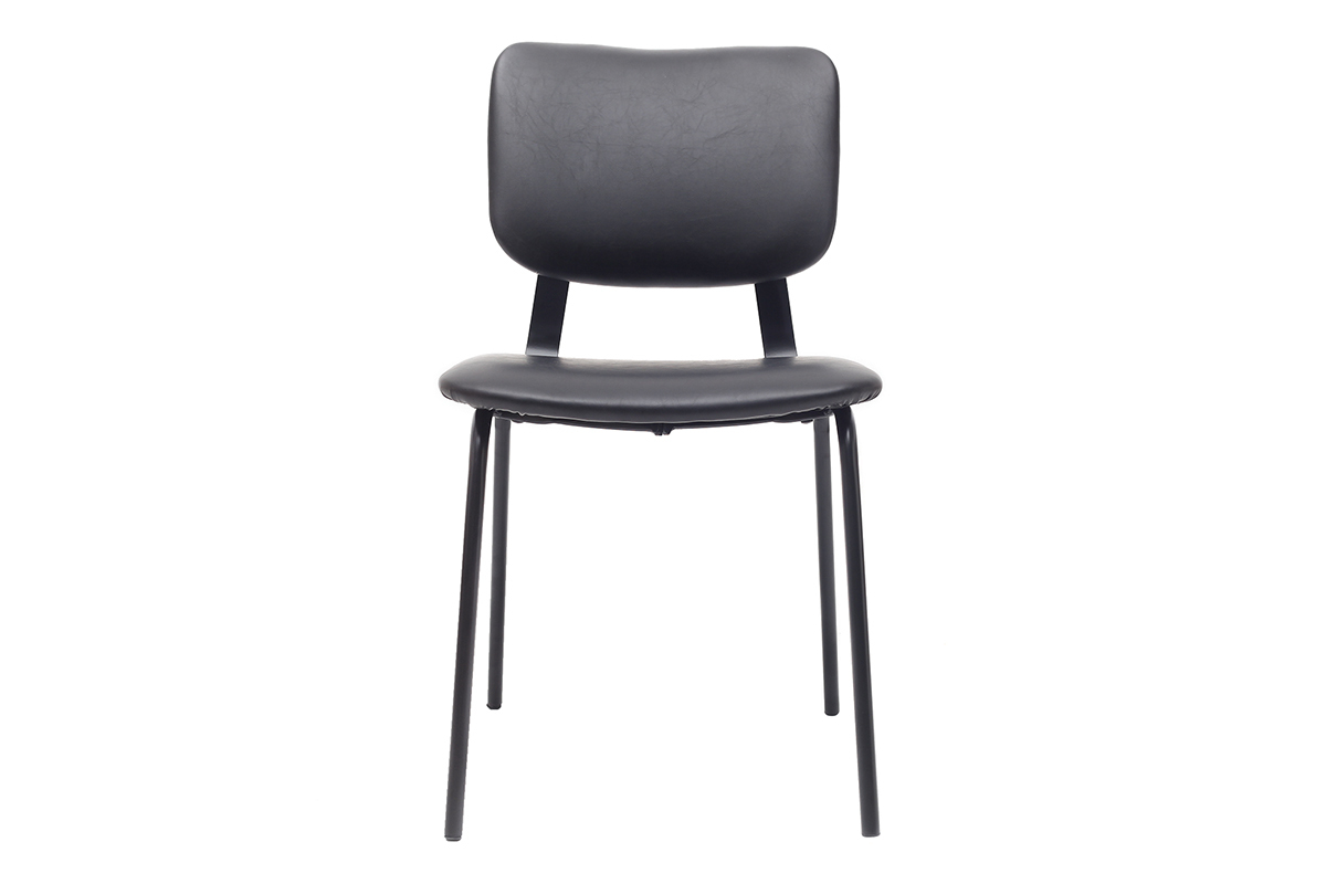 Chaises vintage noires avec pieds m�tal (lot de 2) LAB