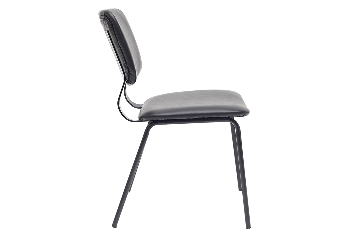 Chaises vintage noires avec pieds m�tal (lot de 2) LAB