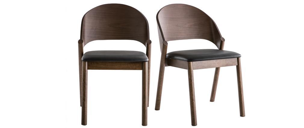 Chaises vintage noyer et noir (lot de 2) AVALON