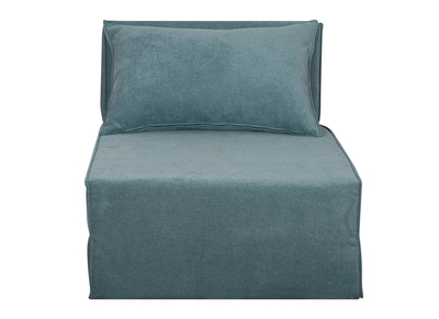 Chauffeuse 1 place convertible en tissu effet velours bleu VICTOR