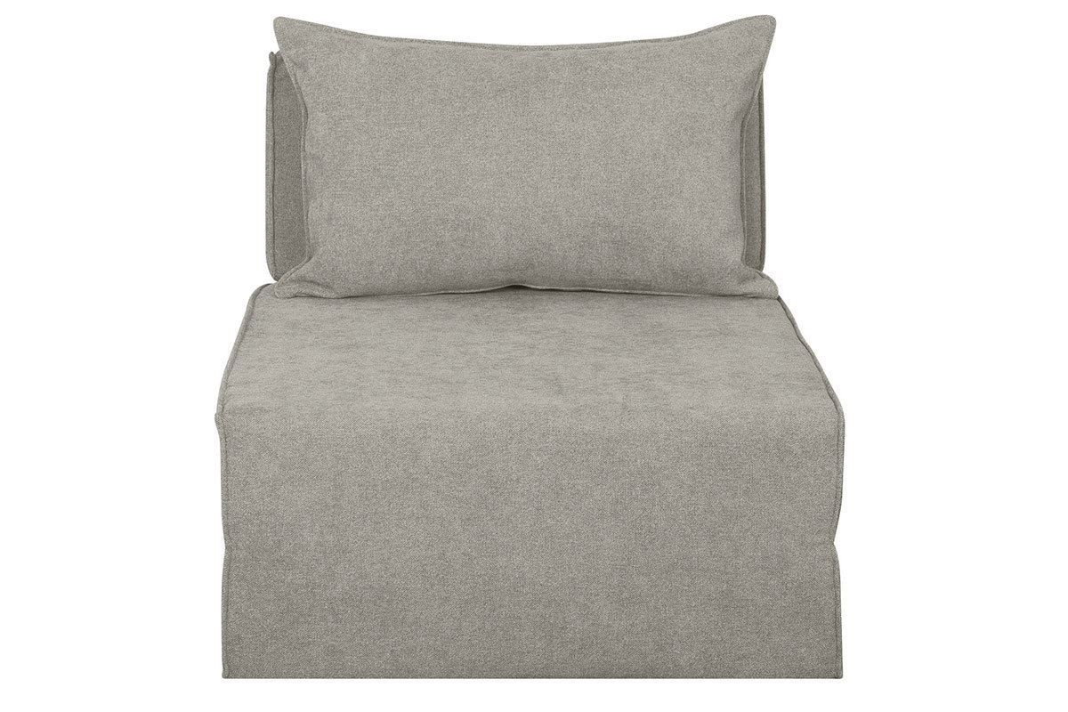 Chauffeuse 1 place convertible en tissu effet velours gris VICTOR