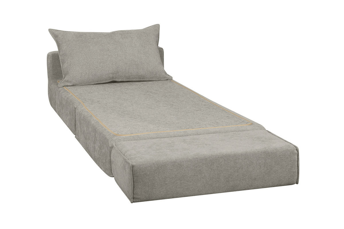 Chauffeuse 1 place convertible en tissu effet velours gris VICTOR