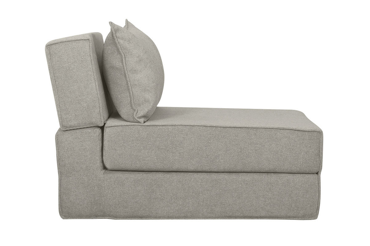 Chauffeuse 1 place convertible en tissu effet velours gris VICTOR