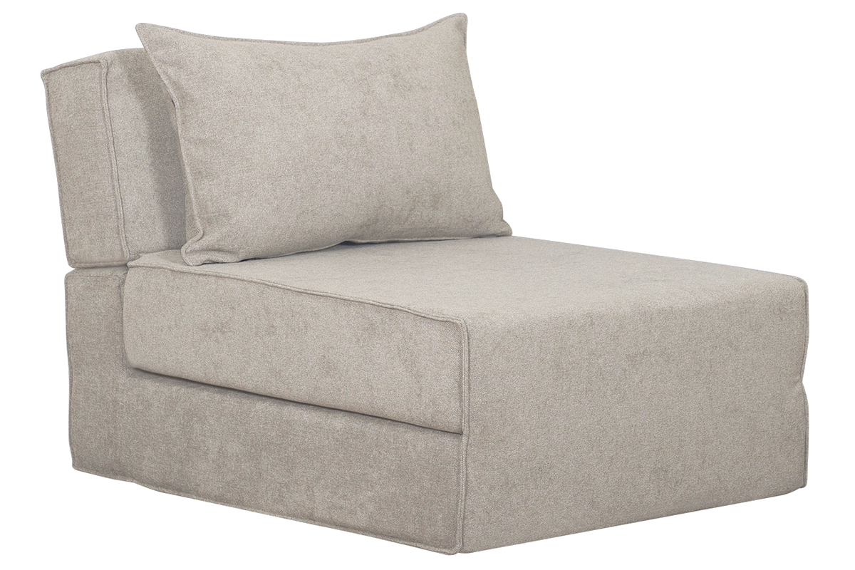 Chauffeuse 1 place convertible en tissu effet velours gris VICTOR