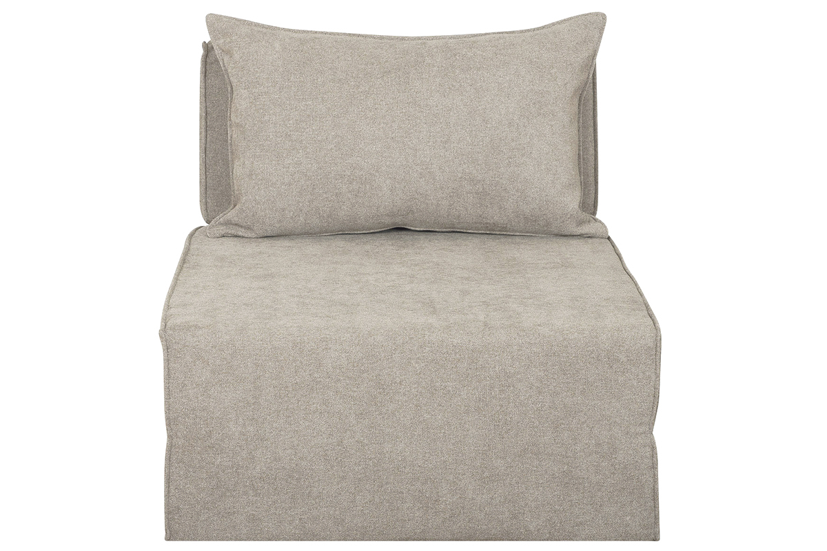 Chauffeuse 1 place convertible en tissu effet velours taupe VICTOR