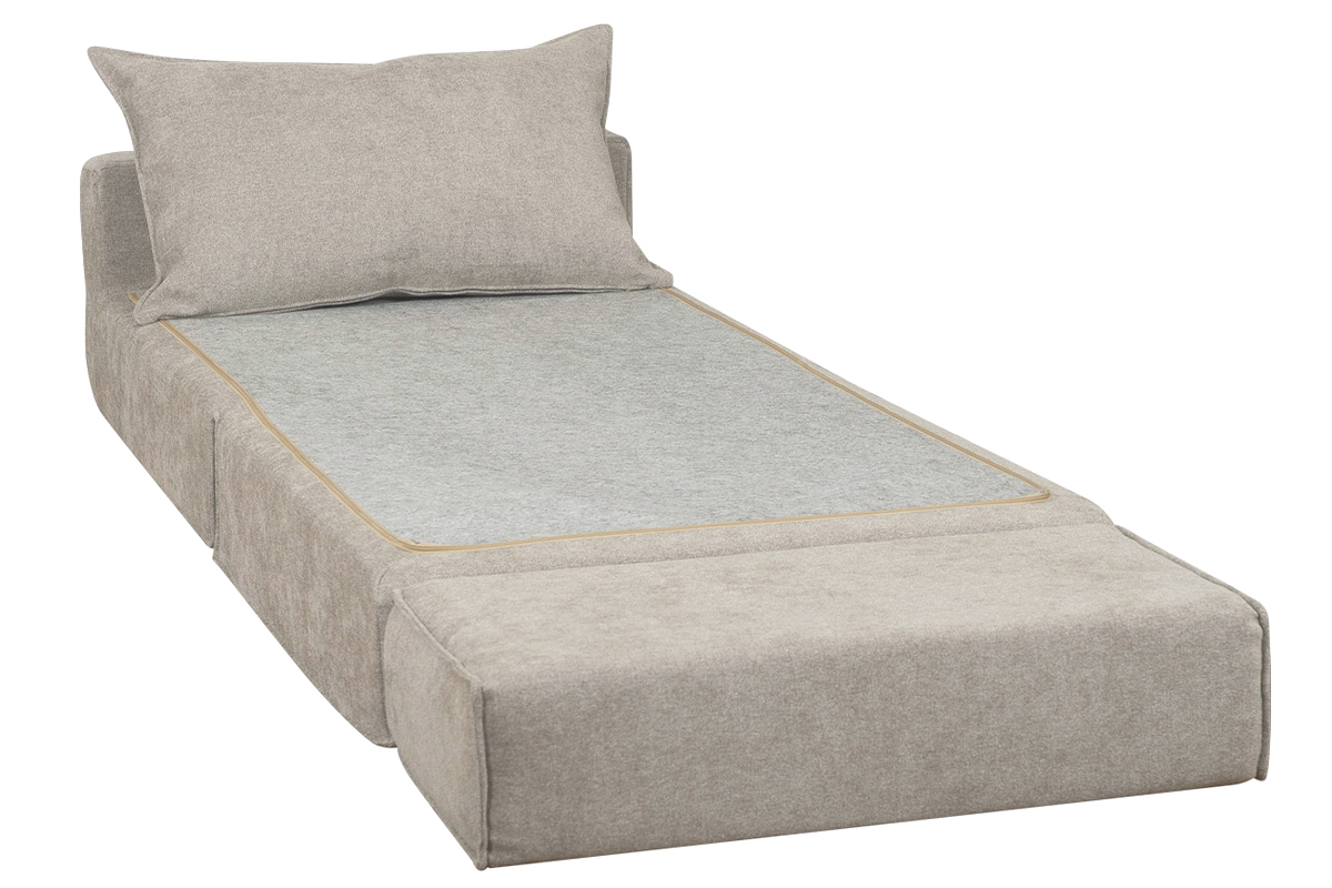 Chauffeuse 1 place convertible en tissu effet velours taupe VICTOR