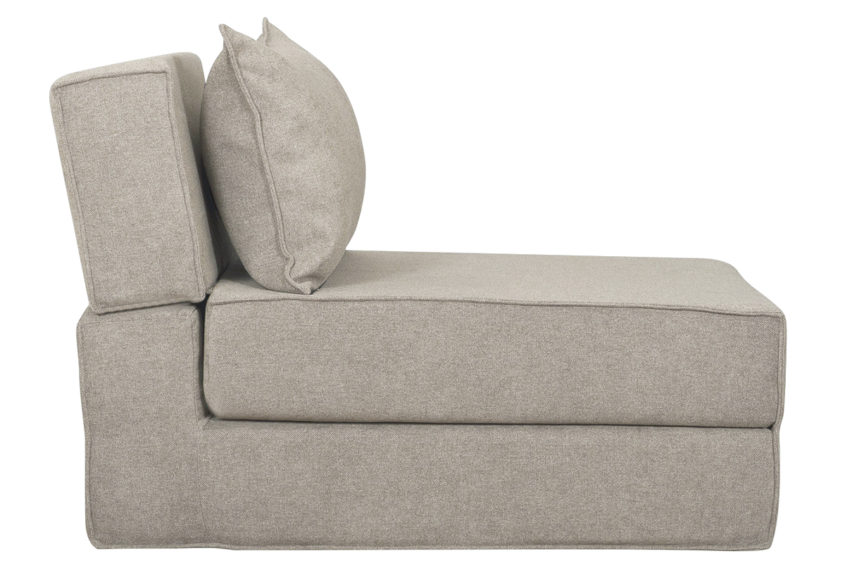 Chauffeuse 1 place convertible en tissu effet velours taupe VICTOR