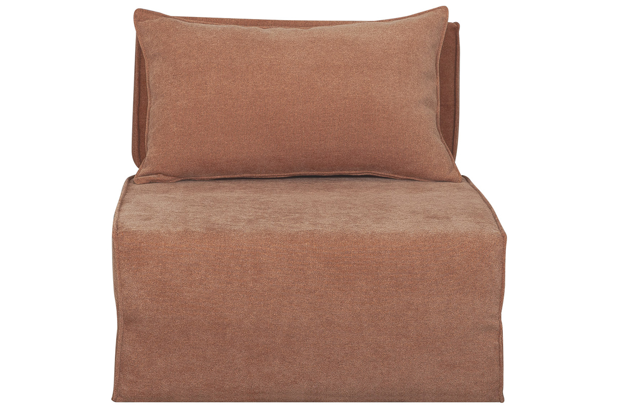 Chauffeuse 1 place convertible en tissu effet velours terre brle VICTOR