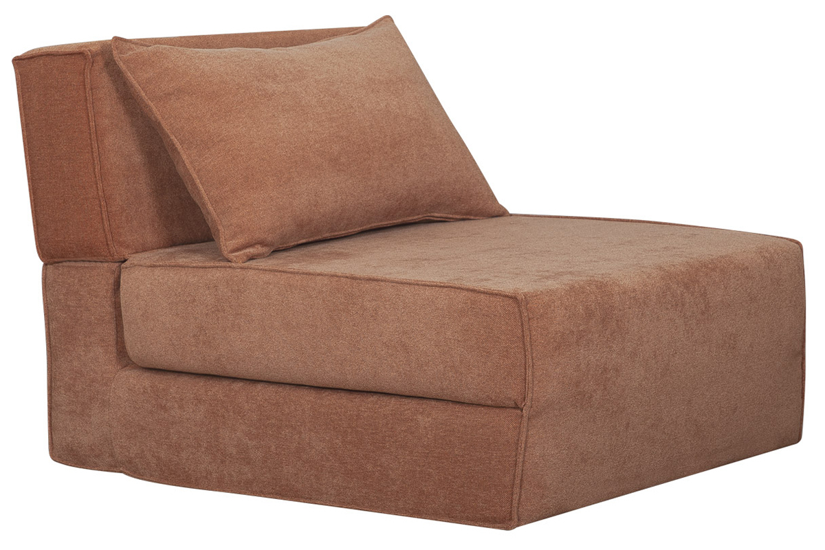 Chauffeuse 1 place convertible en tissu effet velours terre brle VICTOR