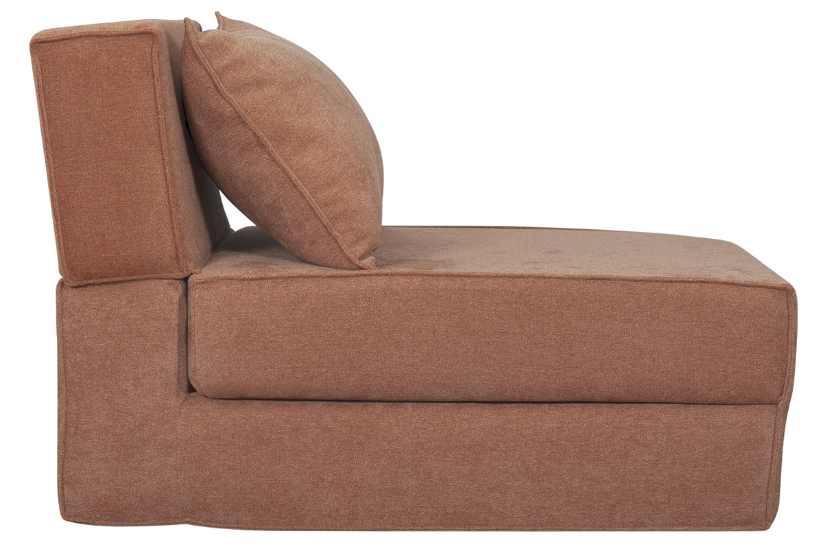 Chauffeuse 1 place convertible en tissu effet velours terre brle VICTOR