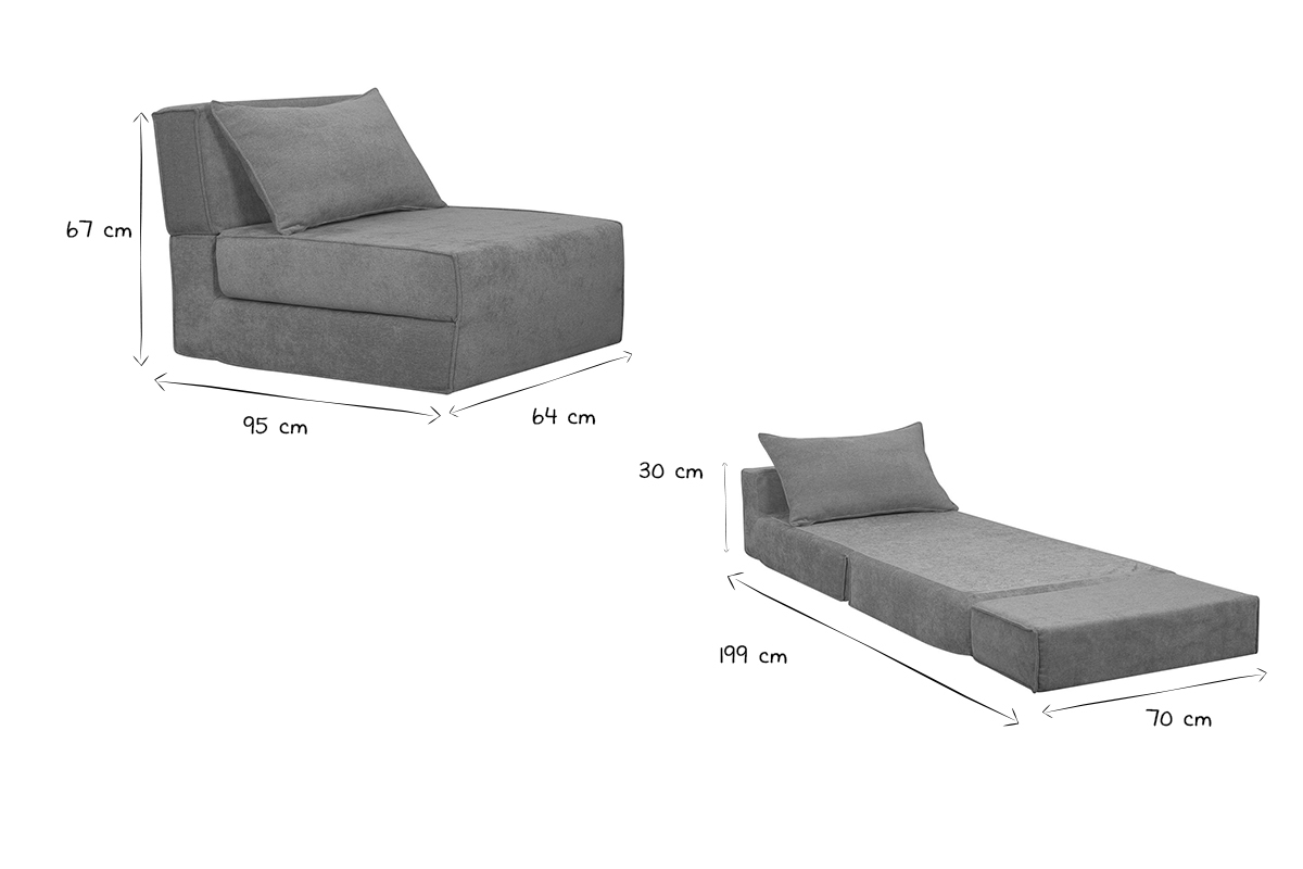 Chauffeuse 1 place convertible en tissu effet velours terre brle VICTOR