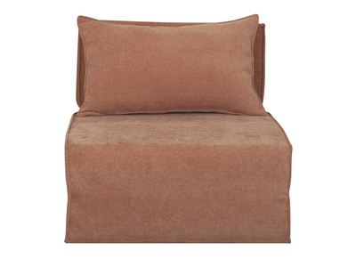 Chauffeuse 1 place convertible en tissu effet velours terre brûlée VICTOR