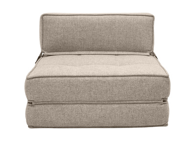Chauffeuse 1 place convertible en tissu taupe KATY