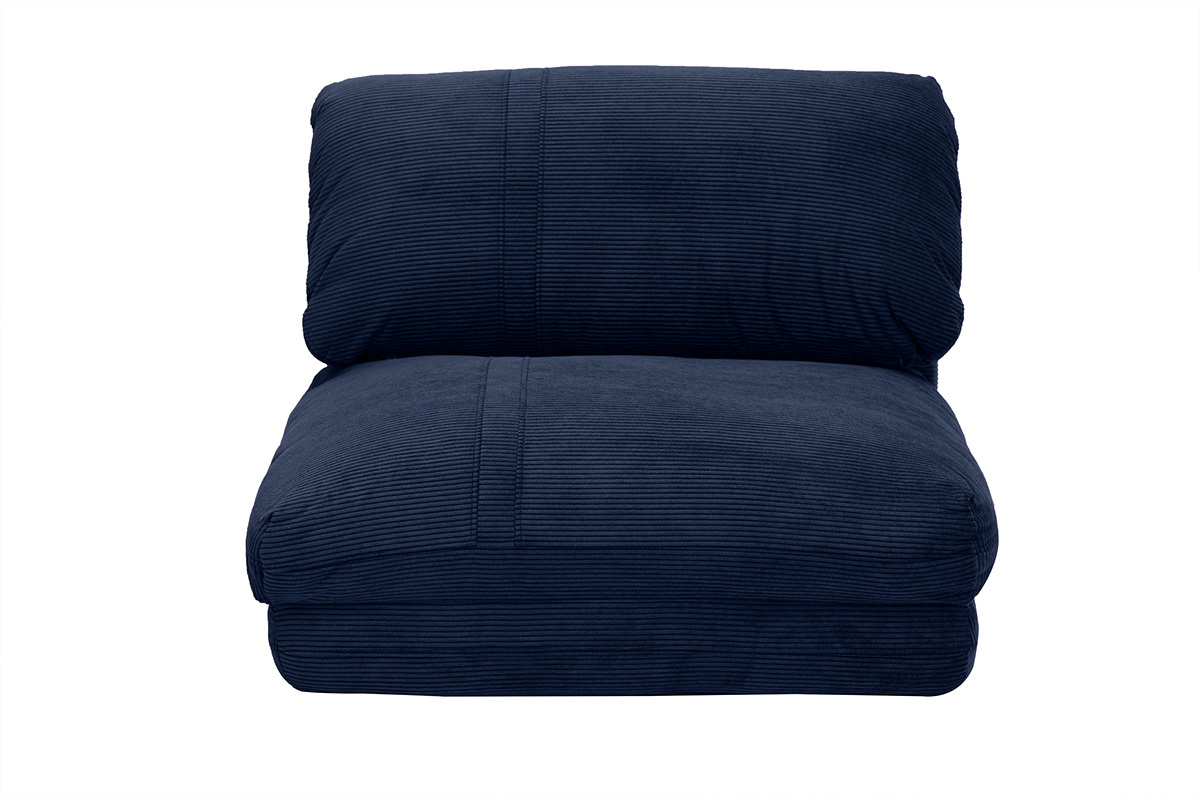 Chauffeuse 1 place convertible en tissu velours ctel bleu fonc SPENCER