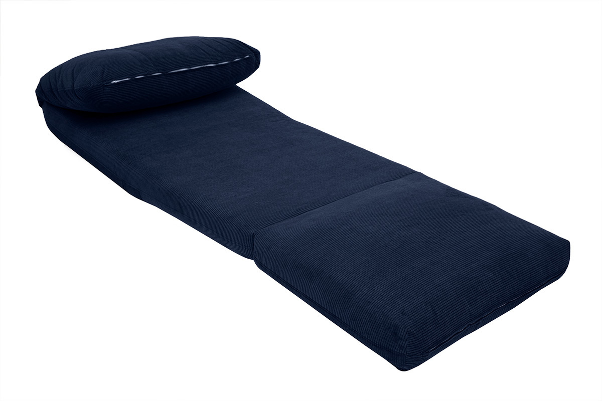 Chauffeuse 1 place convertible en tissu velours ctel bleu fonc SPENCER