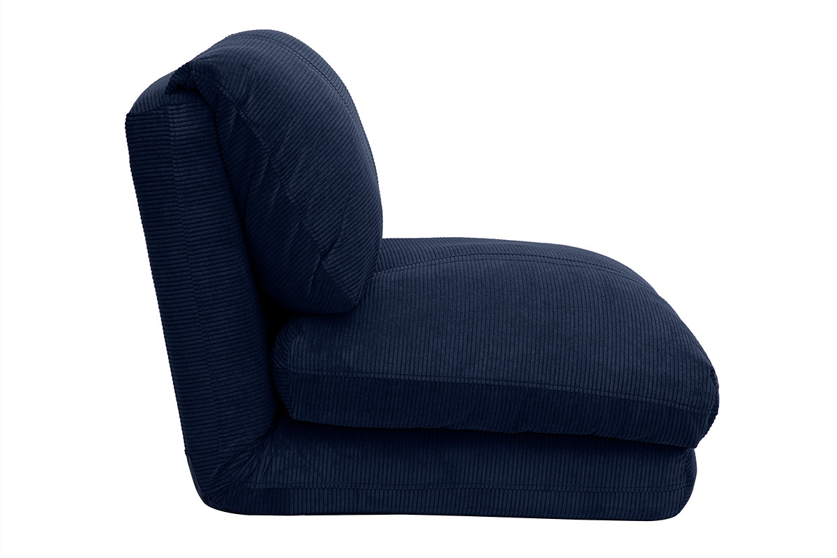 Chauffeuse 1 place convertible en tissu velours ctel bleu fonc SPENCER