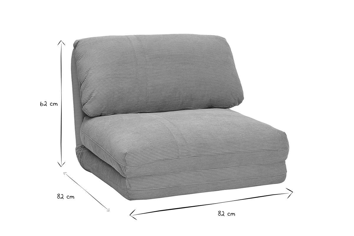 Chauffeuse 1 place convertible en tissu velours ctel bleu fonc SPENCER