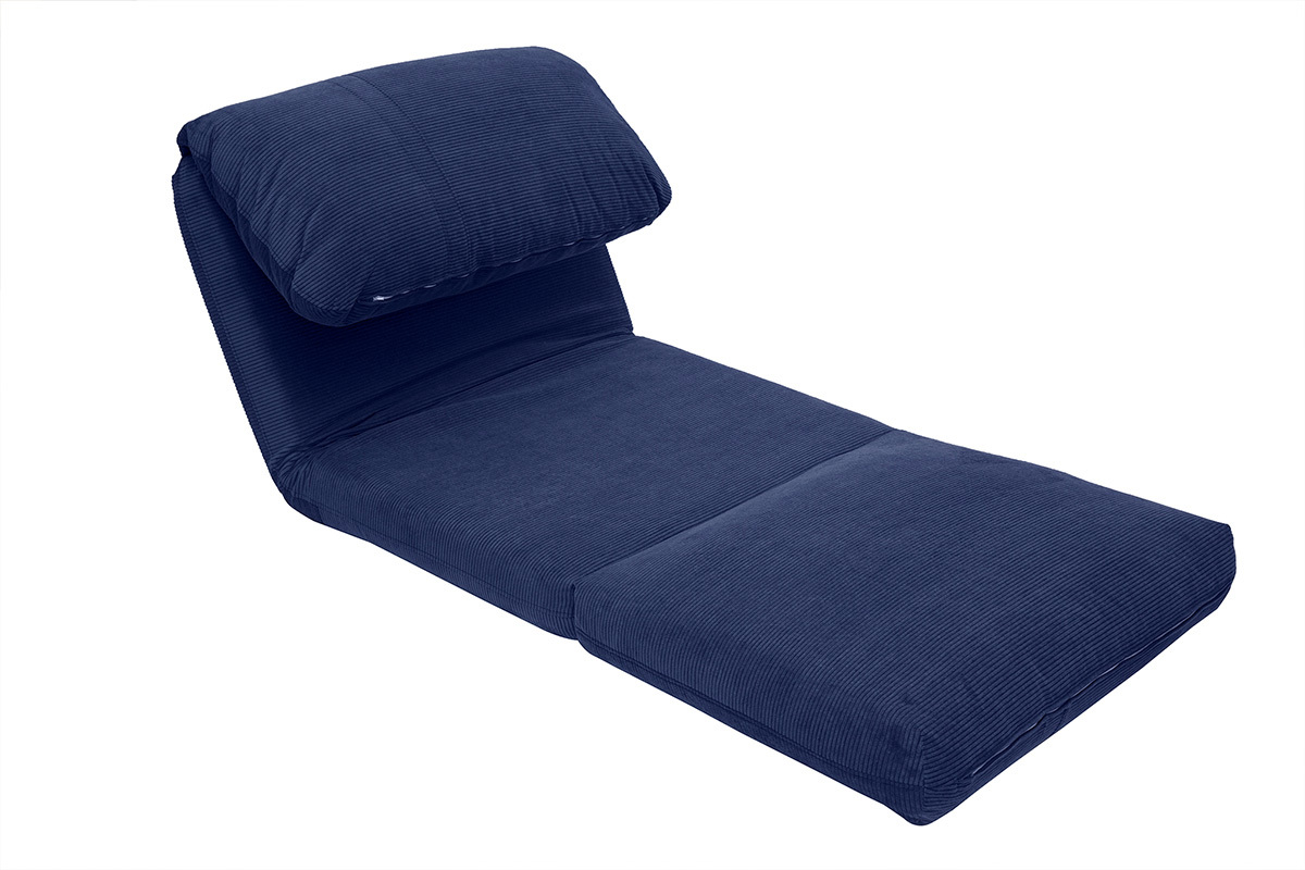 Chauffeuse 1 place convertible en tissu velours ctel bleu fonc SPENCER