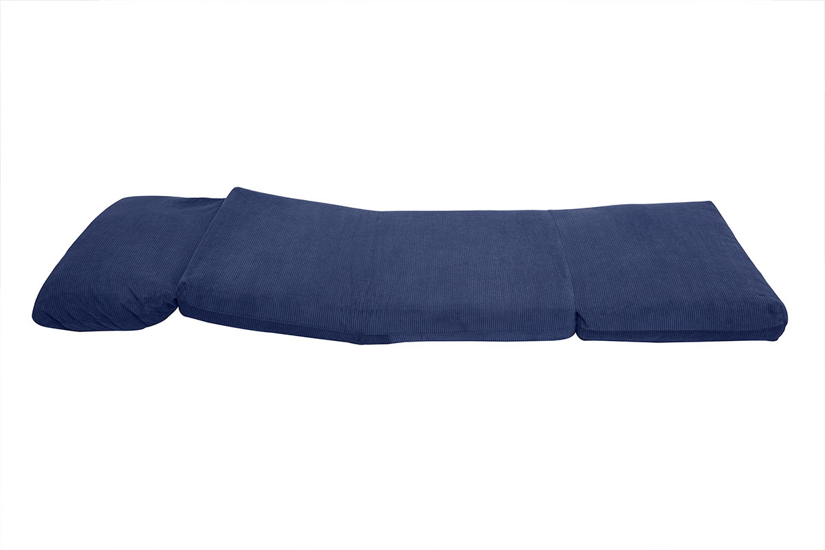 Chauffeuse 1 place convertible en tissu velours ctel bleu fonc SPENCER