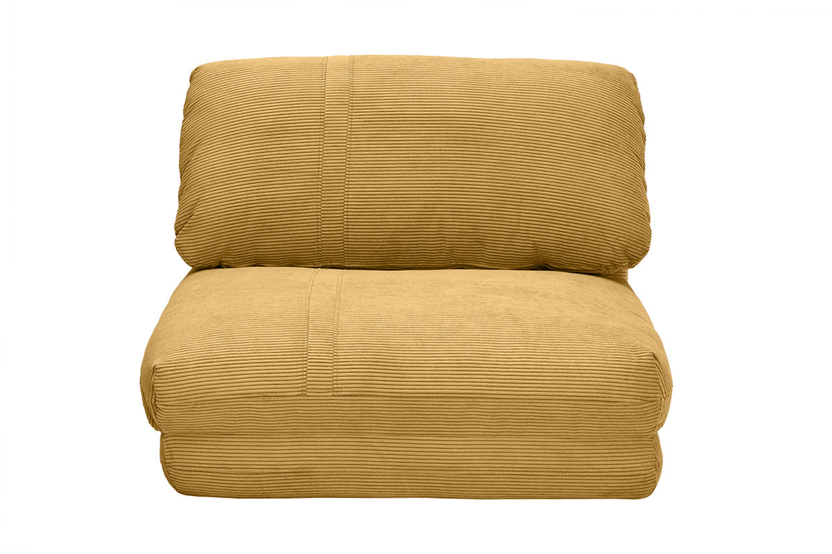 Chauffeuse 1 place convertible en tissu velours ctel jaune curry SPENCER