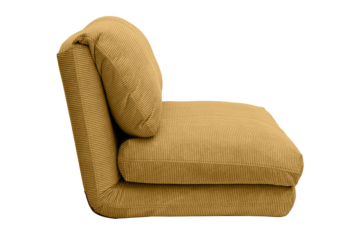 Chauffeuse 1 place convertible en tissu velours ctel jaune curry SPENCER
