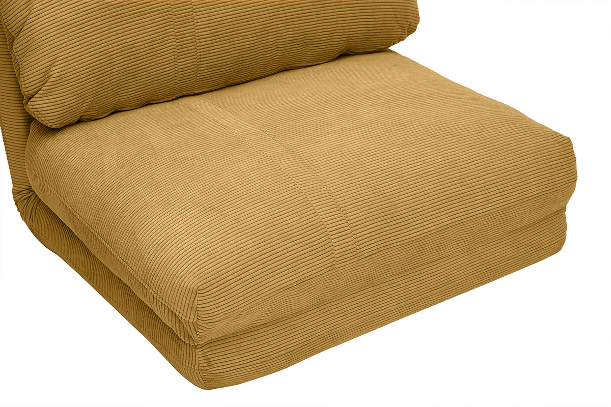 Chauffeuse 1 place convertible en tissu velours ctel jaune curry SPENCER