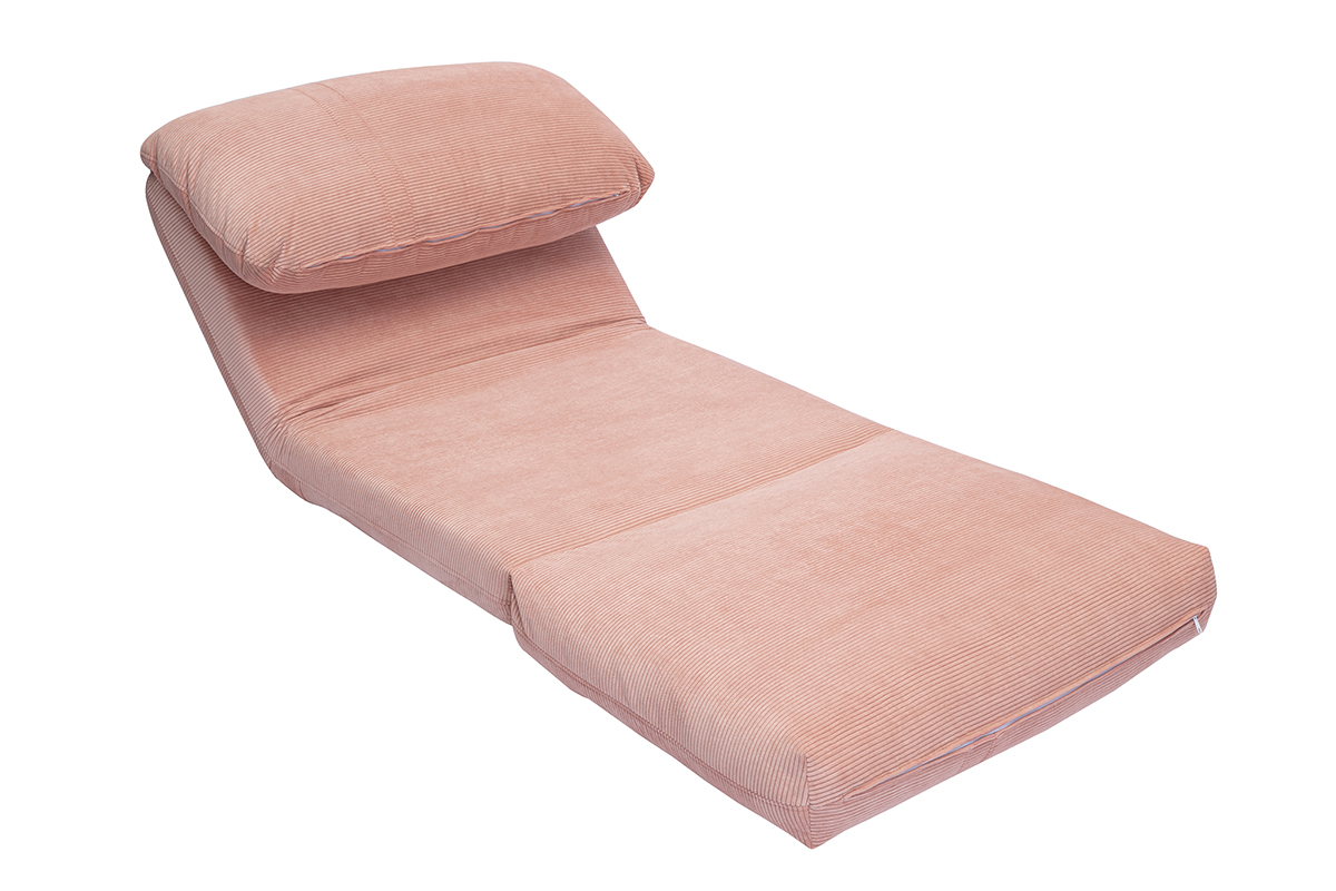 Chauffeuse 1 place convertible en tissu velours ctel rose SPENCER