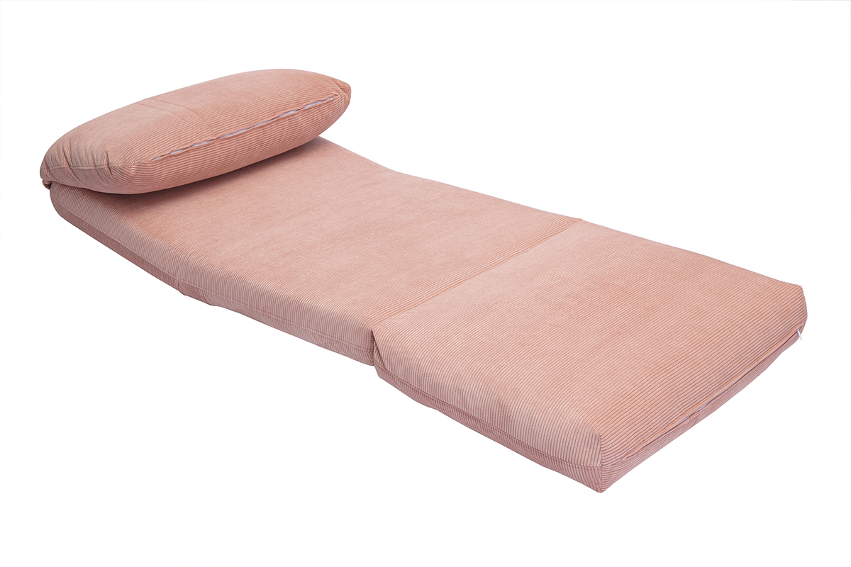 Chauffeuse 1 place convertible en tissu velours ctel rose SPENCER
