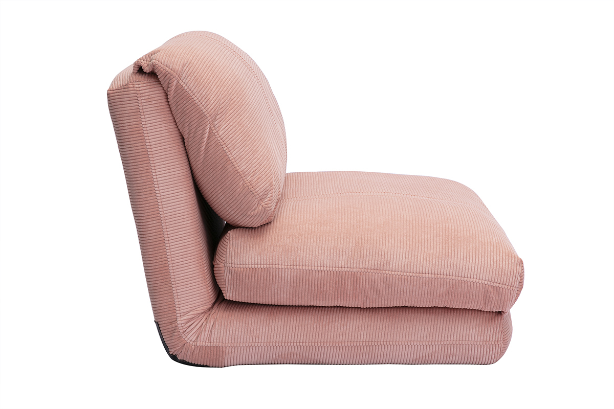 Chauffeuse 1 place convertible en tissu velours ctel rose SPENCER