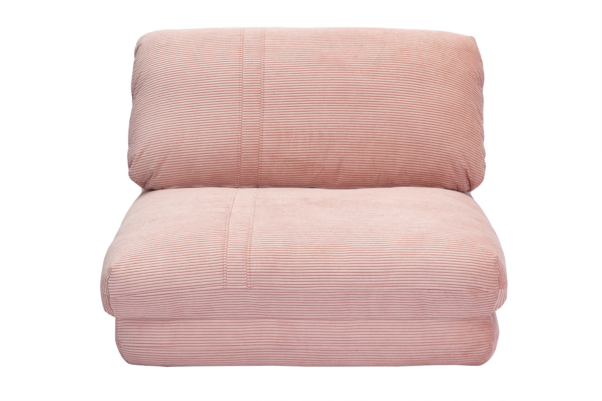 Chauffeuse 1 place convertible en tissu velours ctel rose SPENCER