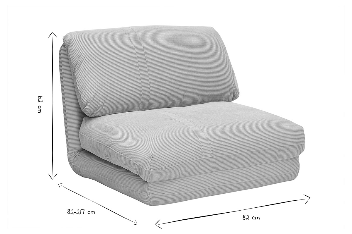 Chauffeuse 1 place convertible en tissu velours ctel rose SPENCER