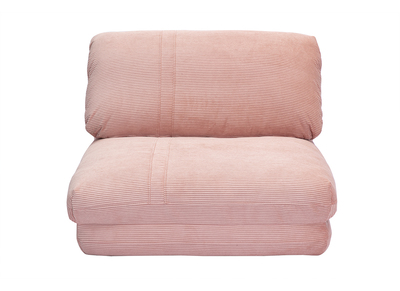 Chauffeuse 1 place convertible en tissu velours côtelé rose SPENCER
