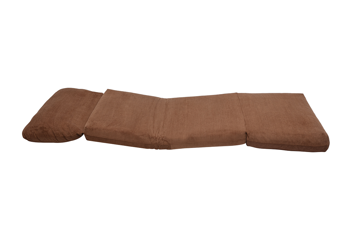 Chauffeuse 1 place convertible en tissu velours ctel terre brle SPENCER