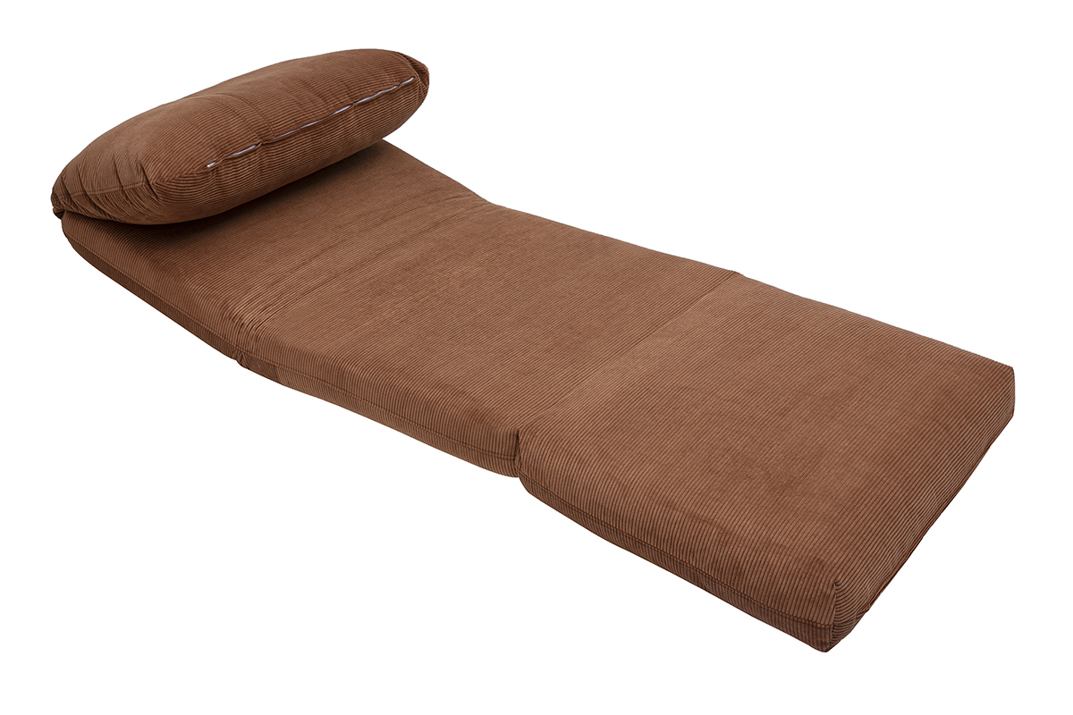 Chauffeuse 1 place convertible en tissu velours ctel terre brle SPENCER